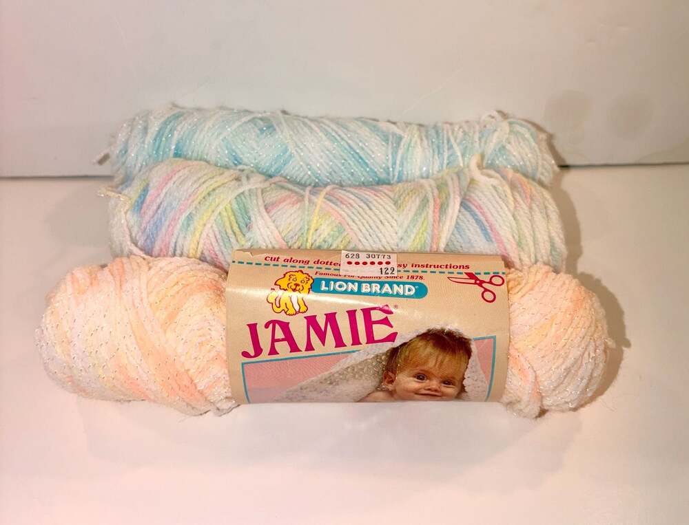 Vintage Lion Brand Jamie Pompadour Baby Yarn Parfait Print 3 Skeins